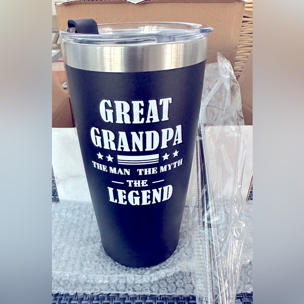 Black Tumbler with 'Great Grandpa' Design NWT